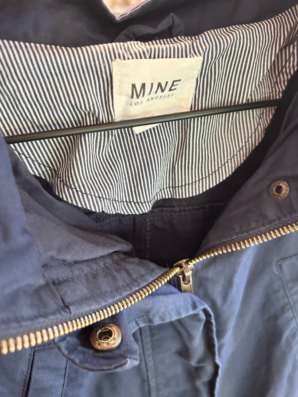 MINE Los Angeles 100% Cotton Utility Anorak Jacket - Navy Blue - Size Small - Picture 5 of 5